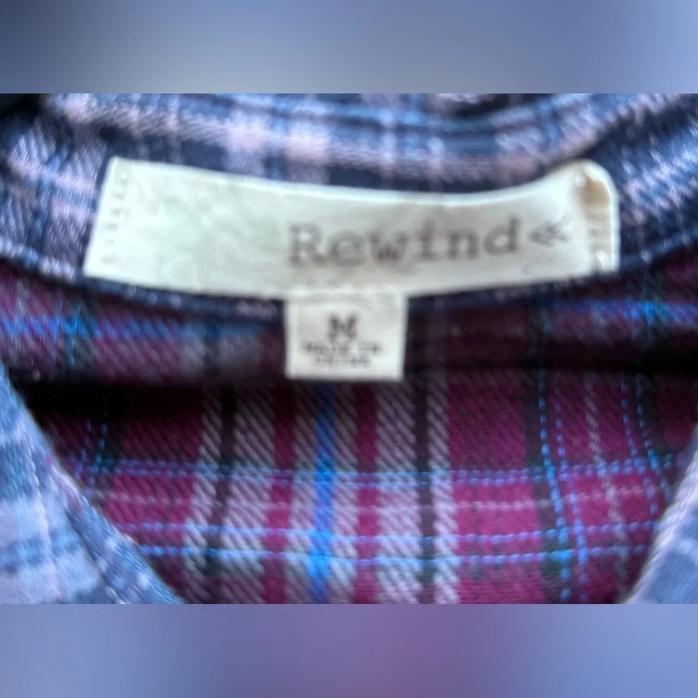 Upcycled The Rolling Stones Graphic Tee On REWIND Lightweight Flannel Shirt Sz M - Picture 8 of 8